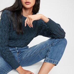 NWT Gap Cable Knit Sweater – 100% Cotton, Dark Teal Blue